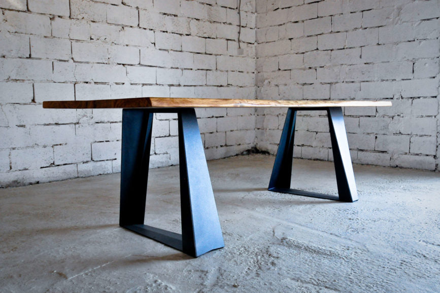 Wooden Top And Metal Table