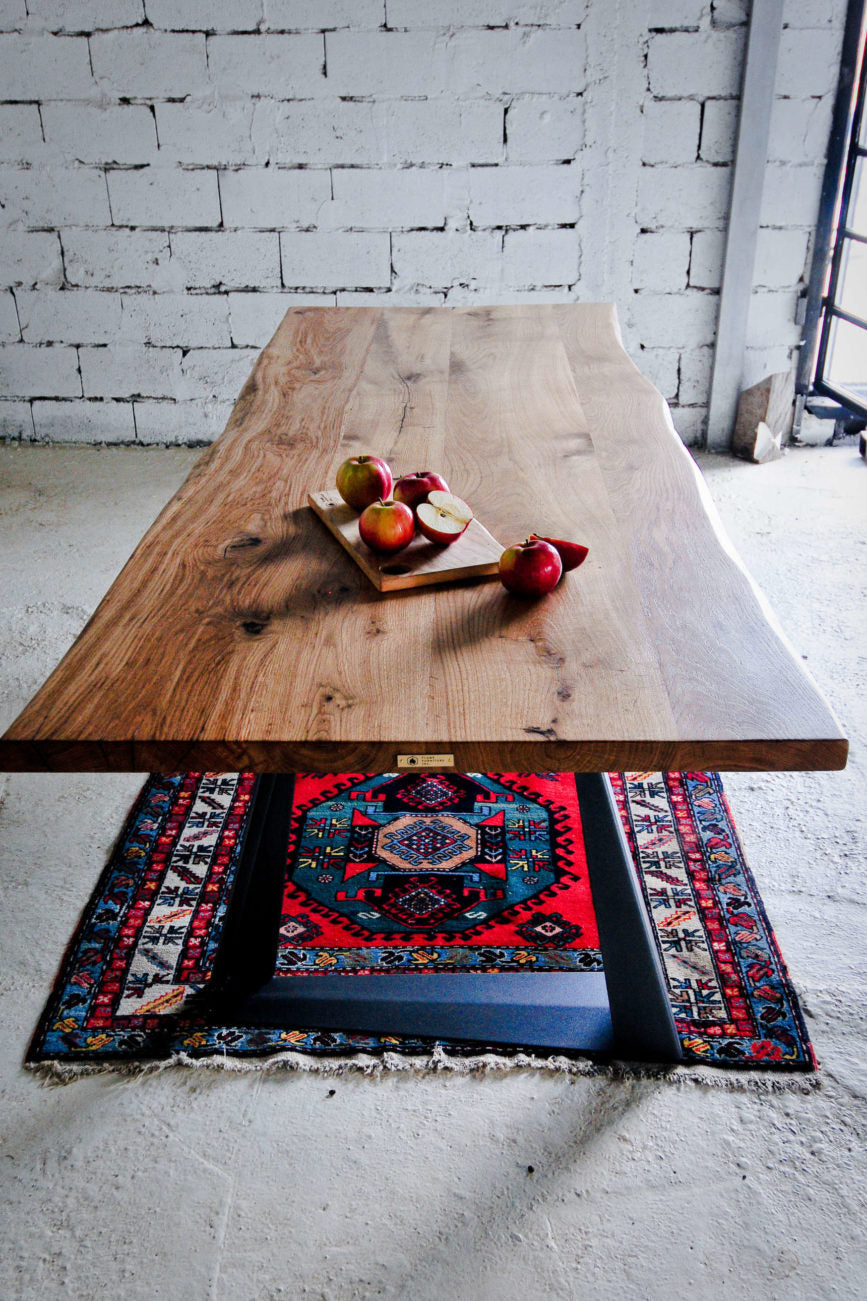 Wooden Top And Metal Table
